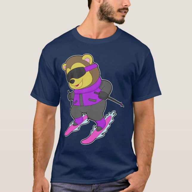 Lejon Skier Ski Winter-sport T Shirt (Framsida)