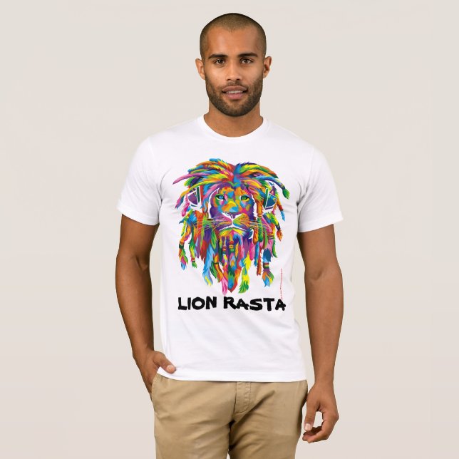 Lejon skjorta för Rasta Rastafarian Dreadlocks Tee (Hel framsida)
