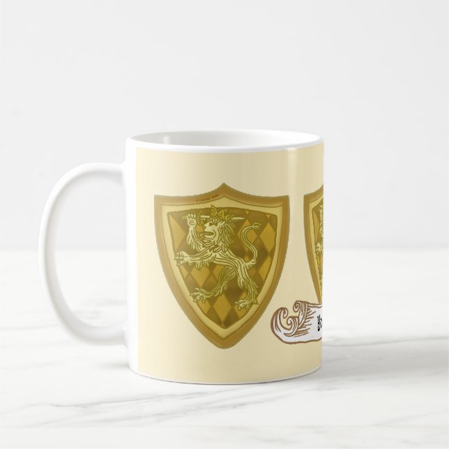 Lejon Sköld Familj Vapen Efternamn  Kaffemugg (Vänster)