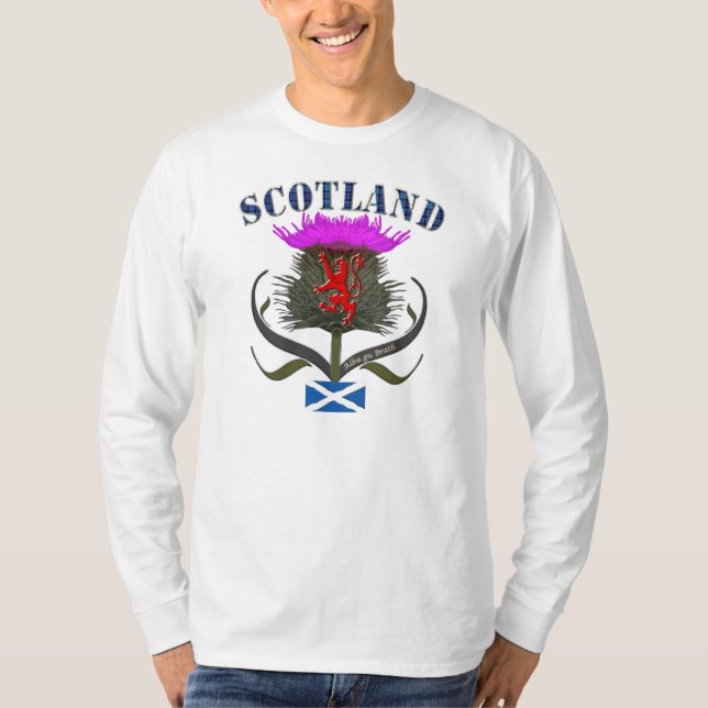 Lejon Skottland thistle och saltireflaggadesign Tee (Framsida)