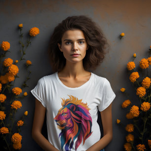 Lejon solnedgång för flera färgade moderna digital t shirt