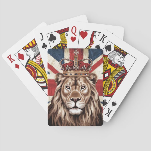 Lejon som bär en krona brittisk flagga casinokort (Baksidan)