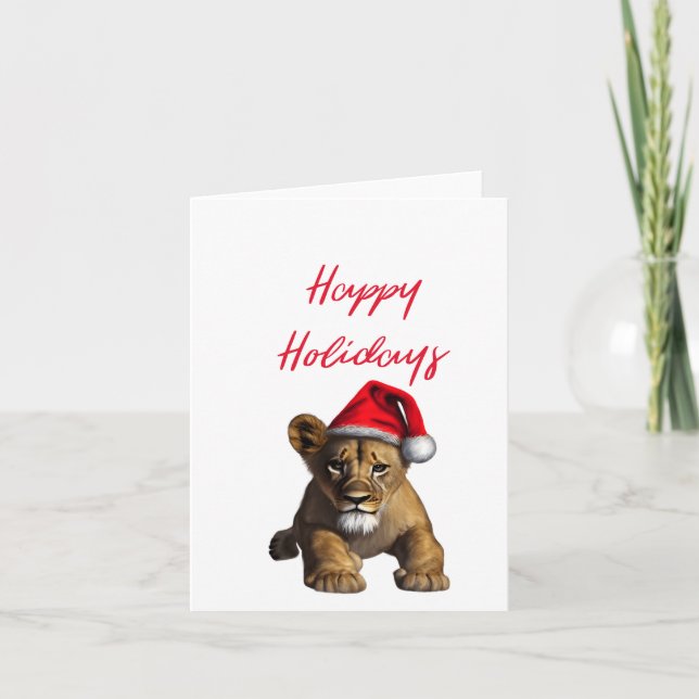 Lejon som bär en tomtehatt Blank Kort (Framsida)