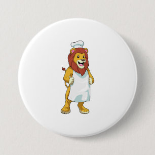 Lejon som Cook med Chef hat & Cooking apron Knapp