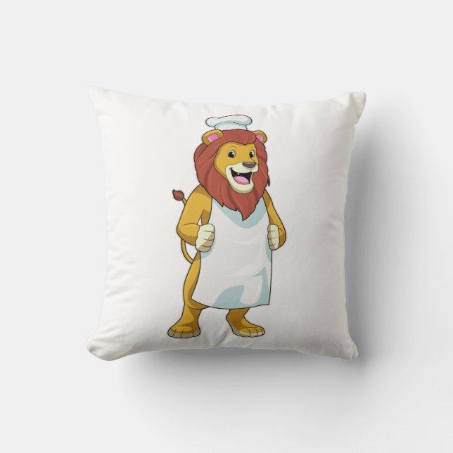 Lejon som Cook med Chef hat & Cooking apron Kudde (Framsida)