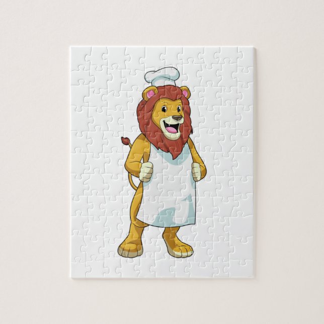 Lejon som Cook med Chef hat & Cooking apron Pussel (Vertikal)