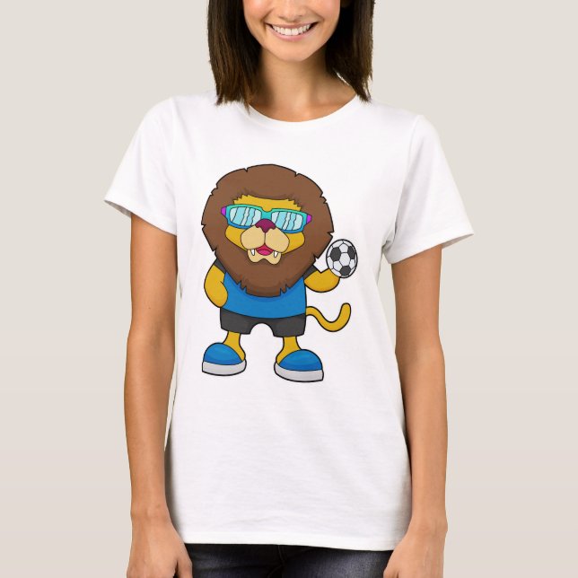 Lejon som fotbollsspelare med fotbollsspelare t shirt (Framsida)