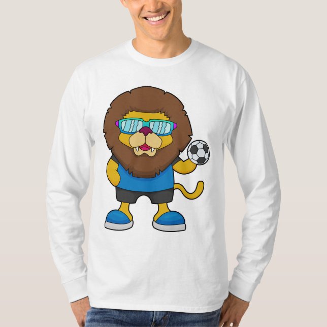 Lejon som fotbollsspelare med fotbollsspelare t shirt (Framsida)