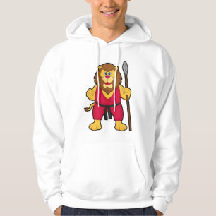 Lejon som krigare med högtalare hoodie
