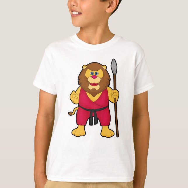 Lejon som krigare med högtalare t shirt (Framsida)