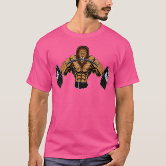 Lejon som lyfter tyngdlyftning t shirt