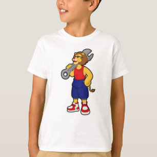 Lejon som Mechanic med Wrench T Shirt