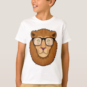 Lejon som Nerd med glasögon T Shirt