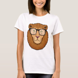 Lejon som Nerd med glasögon T Shirt
