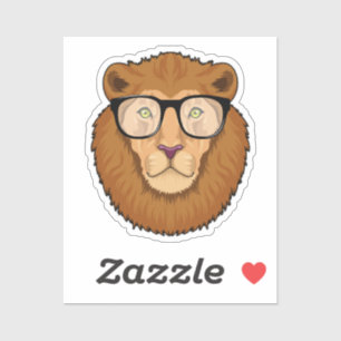 Lejon som nörd med glasögon klistermärken