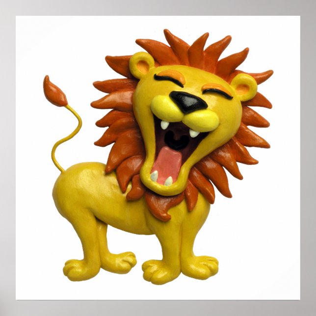 Lejon som rytande Safari Baby Shower Nursery Poster (Framsidan)