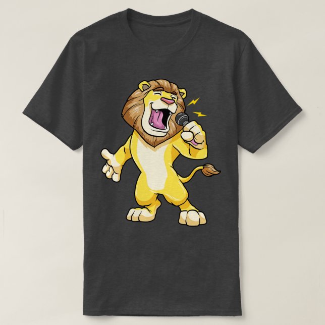 Lejon som Singer med mikrofon T Shirt (Design framsida)