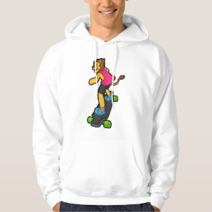 Lejon som Skateboarder med Skateboard Hoodie