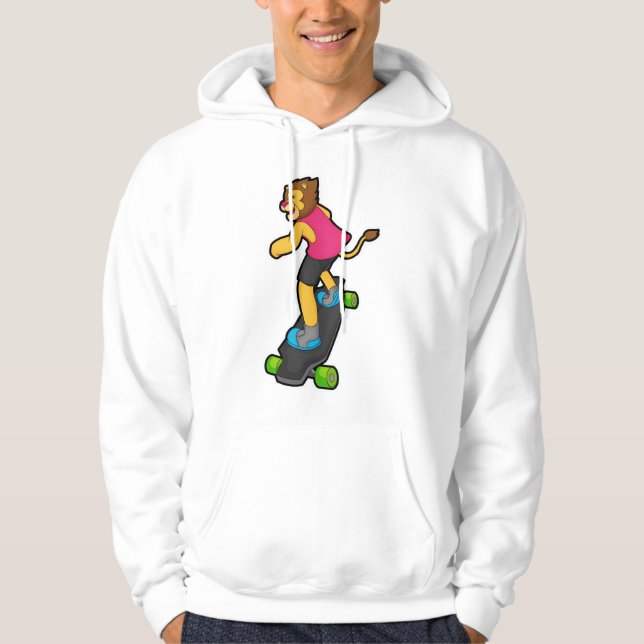 Lejon som Skateboarder med Skateboard Hoodie (Framsida)