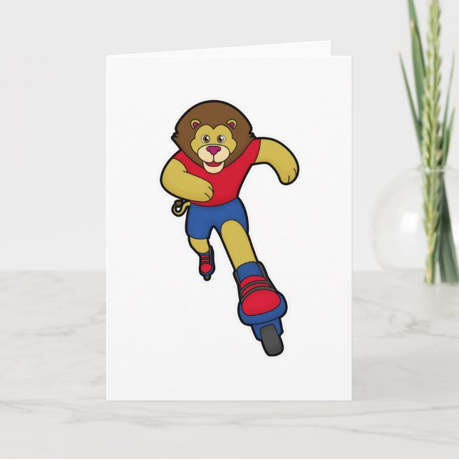 Lejon som Skater med Inlineskridskor Kort (Framsida)