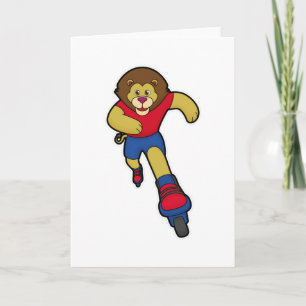 Lejon som Skater med Inlineskridskor Kort