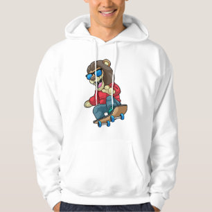 Lejon som Skater med Skateboard Hoodie
