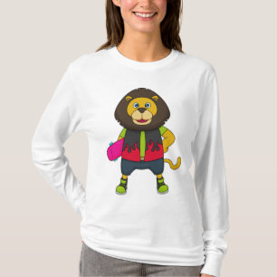 Lejon som Skater med Skateboard T Shirt