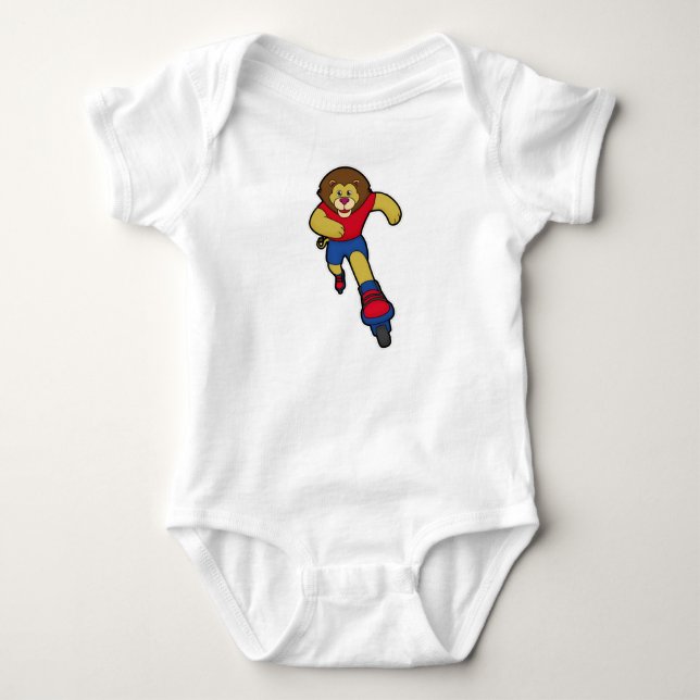 Lejon som Skater med textbundna skal T Shirt (Framsida)