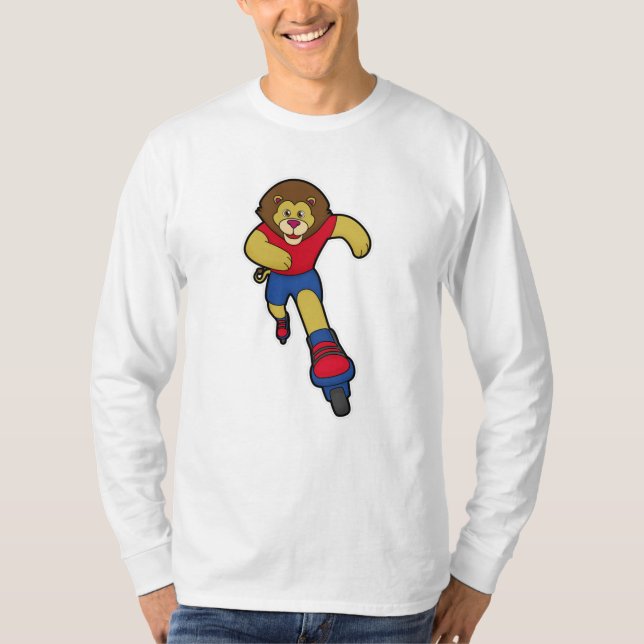 Lejon som Skater med textbundna skal T Shirt (Framsida)