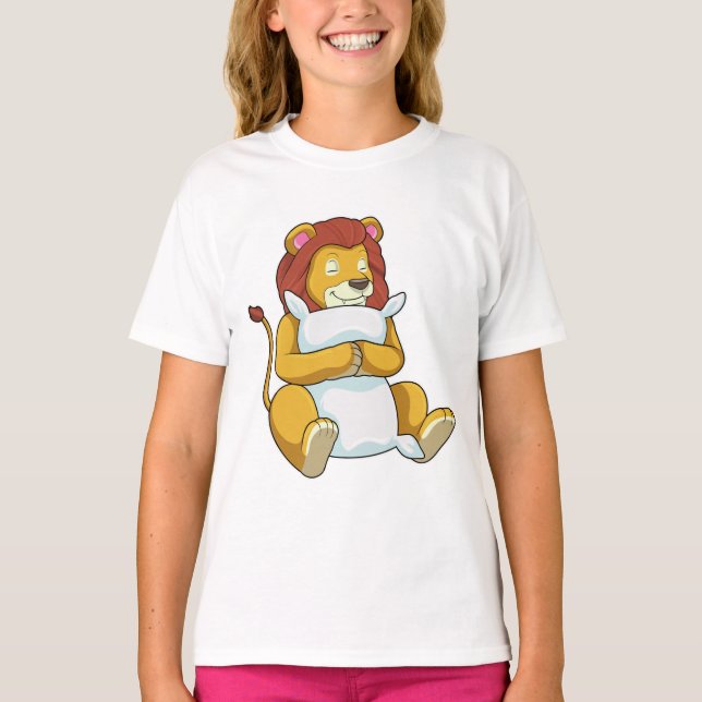 Lejon som sover med kudde t shirt (Framsida)