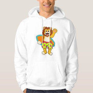 Lejon som Surfer med Surfboard Hoodie