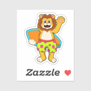 Lejon som Surfer med Surfboard Klistermärken