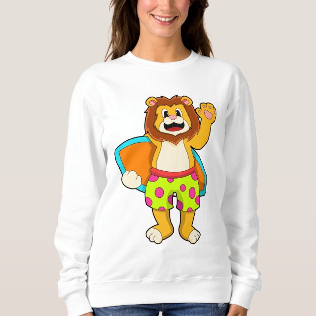 Lejon som Surfer med Surfboard T Shirt (Framsida)