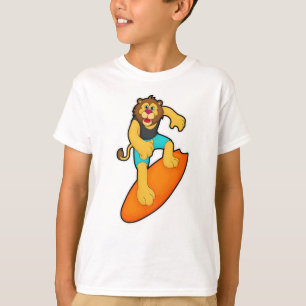 Lejon som Surfer med Surfboard T Shirt