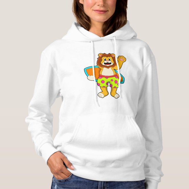 Lejon som Surfer med Surfboard T Shirt (Framsida)