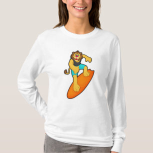 Lejon som Surfer med Surfboard T Shirt