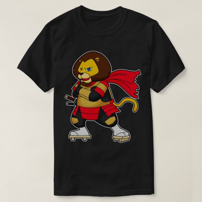 Lejon som Warrior med Kap T Shirt (Design framsida)