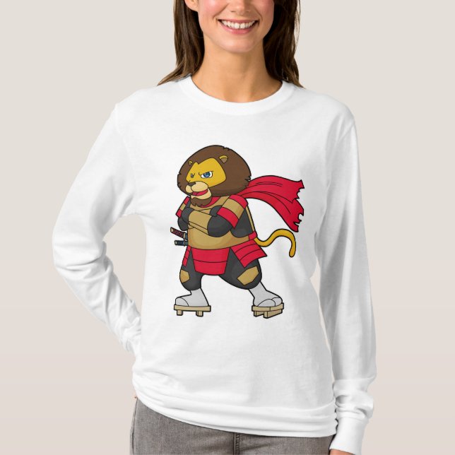 Lejon som Warrior med Kap T Shirt (Framsida)