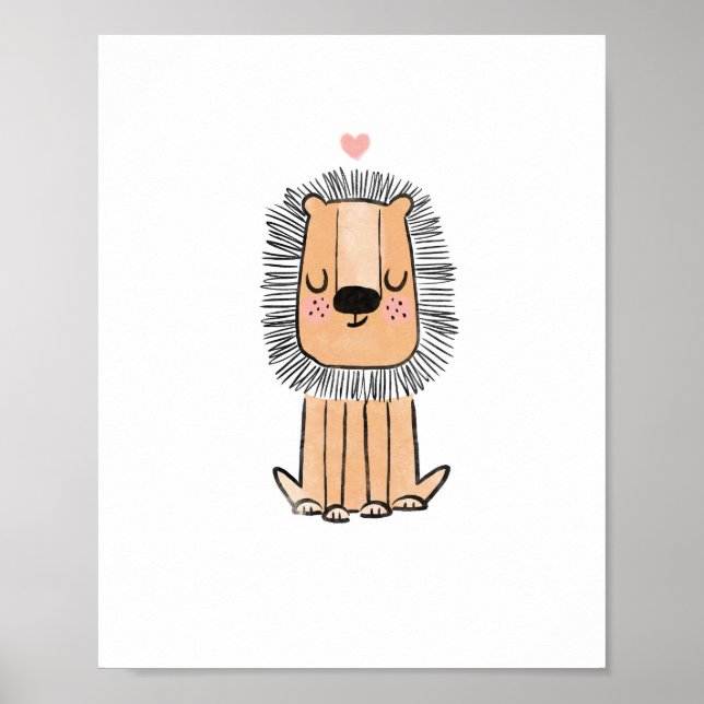 Lejon, söt vattenfärgsförskola förskola poster (Framsidan)