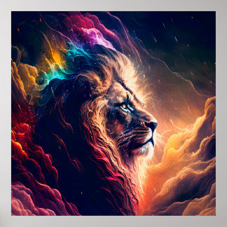 Lejon Spirit Animal Proud Wisdom Protection Poster