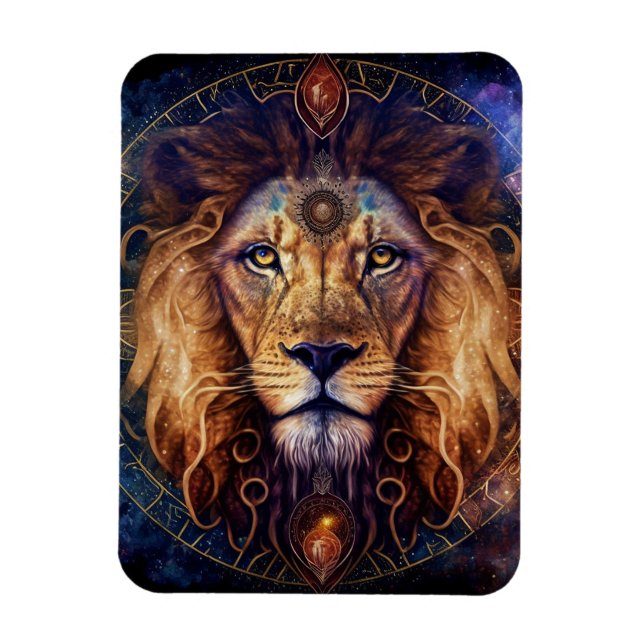 Lejon Spirit Mandala Visionary Art Magnet (Vertikal)