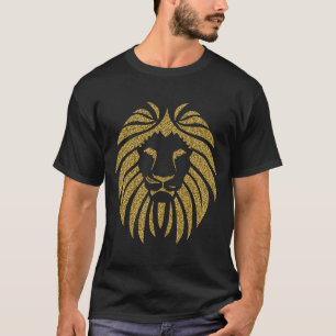 Lejon stam- Silhouette för guld- glitter T Shirt