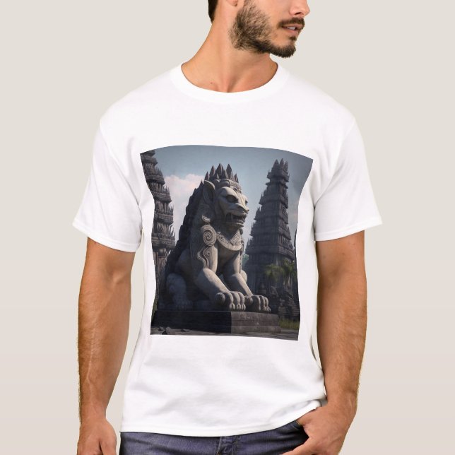 Lejon status med Prambanemilen i bakgrunden T Shirt (Framsida)