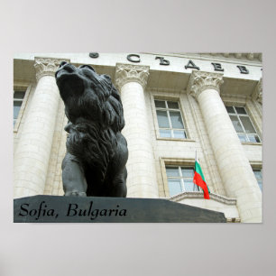 Lejon staty, Sofia, Bulgarien Poster