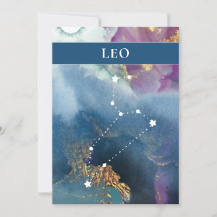 Lejon Stjärntecken Celestial Watercolor Tema Inbjudningar