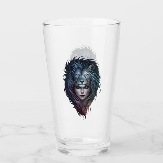 Lejon styrka i hjärta och feminin glaskopp (Framsida)