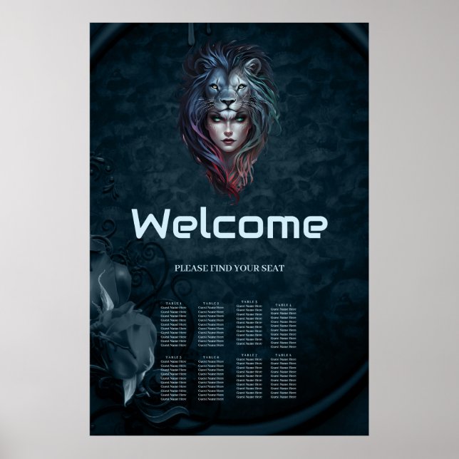 Lejon styrka i hjärta och feminin poster (Framsidan)