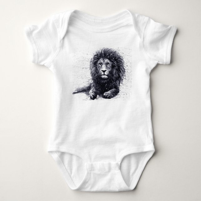 Lejon svartvit illustration. t shirt (Framsida)