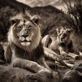 Lejon - Svartvit pussel