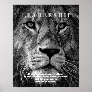 Lejon svartvitt Motiveringsledarskap Poster